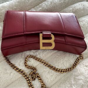 Balenciaga  Leather Clutch with Gold Chain